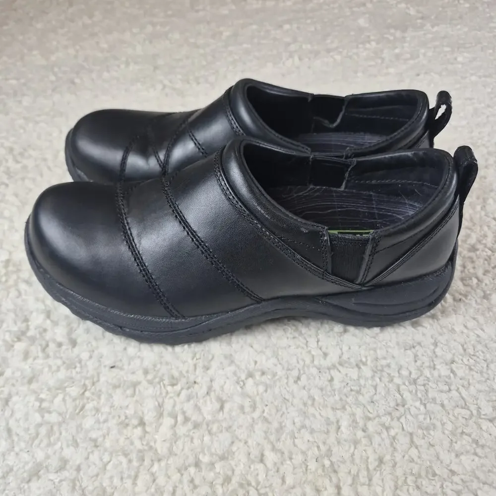 LL Bean Women's Black Leather Slip On Comfort Flexible Moccasin Shoes Size 8 M